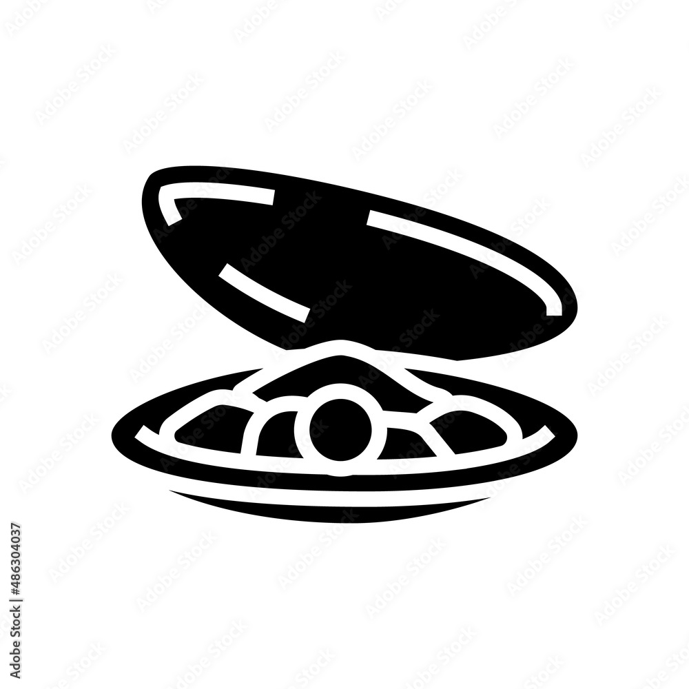 pearl oyster shell glyph icon vector. pearl oyster shell sign. isolated contour symbol black illustration pearl oyster shell glyph icon vector. pearl oyster shell sign. isolated contour symbol black illustration