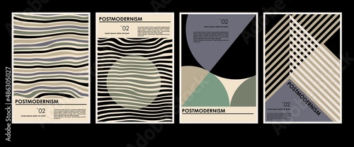 Artworks, posters inspired postmodern of vector abstract dynamic symbols with bold geometric shapes, useful for web background, poster art design, magazine front page, hi-tech print, cover artwork.