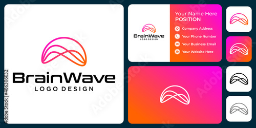 Abstract brain logo design with business card template.