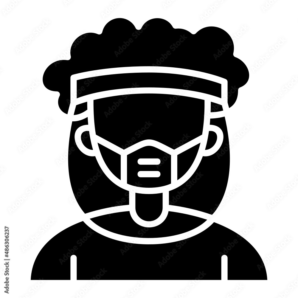 Face Shield with Personal Protective Equipment woman glyph icon. Can be used for digital product, presentation, print design and more.