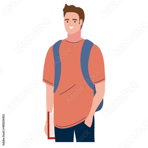 male student with schoolbag