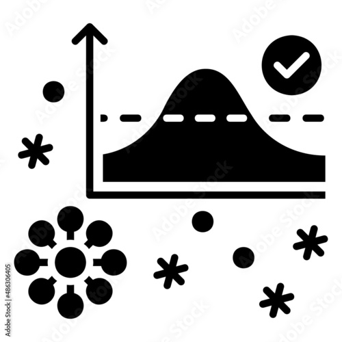 Graph Coronavirus Flattenig curve glyph icon. Can be used for digital product, presentation, print design and more. photo