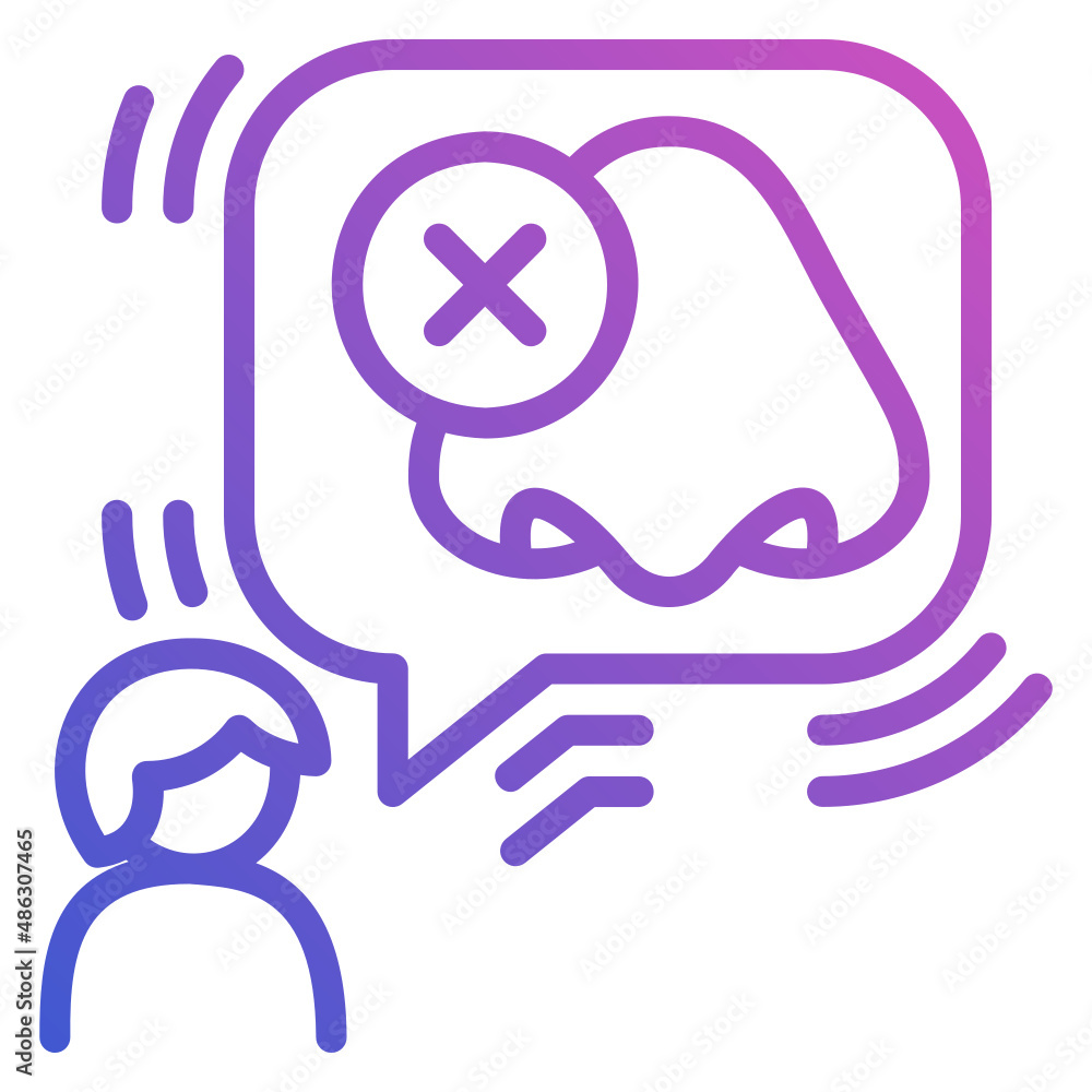 Loss of smell line gradient icon. Can be used for digital product, presentation, print design and more. Loss of smell line gradient icon. Can be used for digital product, presentation, print design and more.