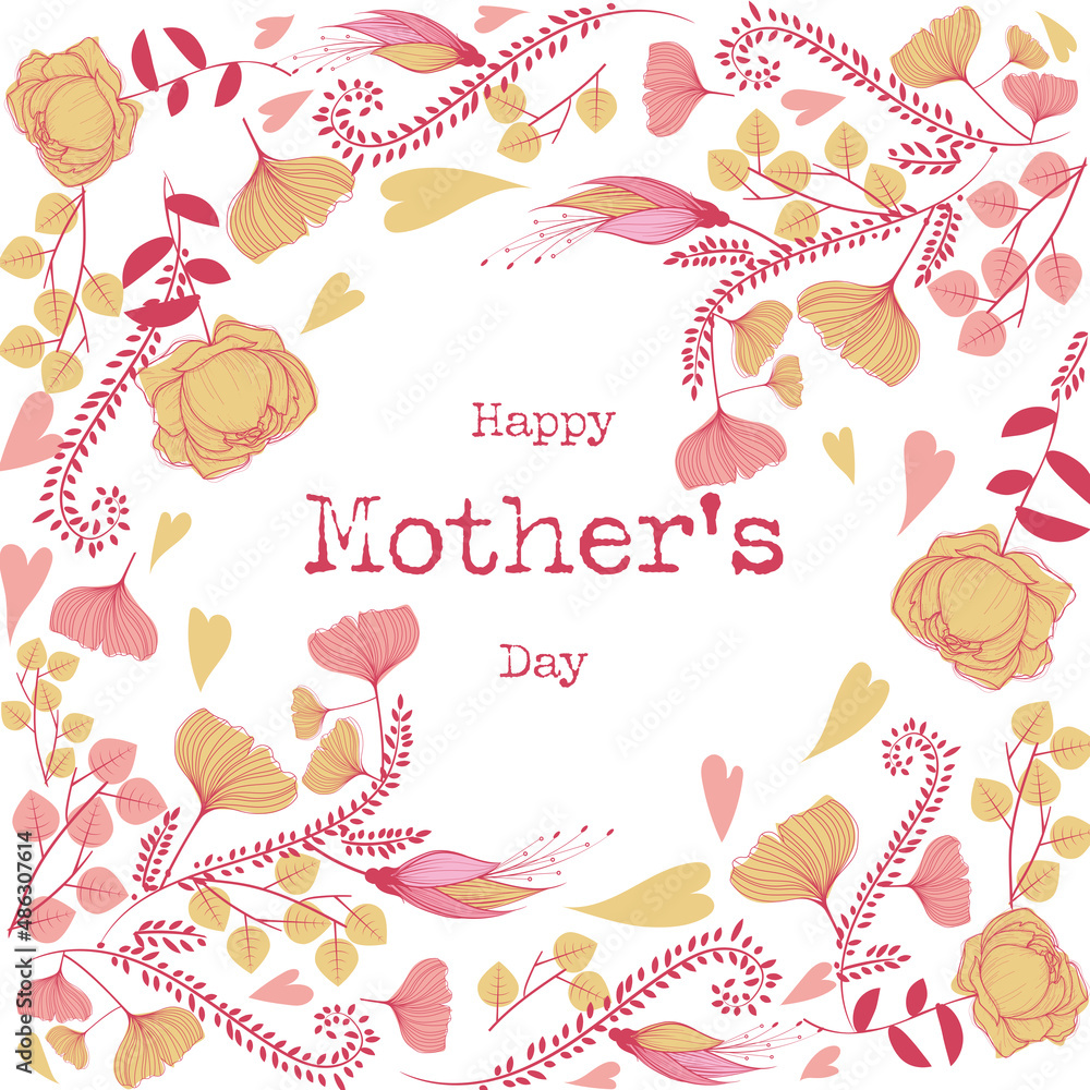 Happy Mothers day flowers illustration - Floral design 