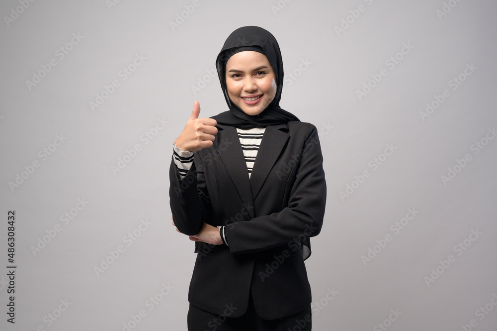 Beautiful business woman with hijab portrait on white background Beautiful business woman with hijab portrait on white background