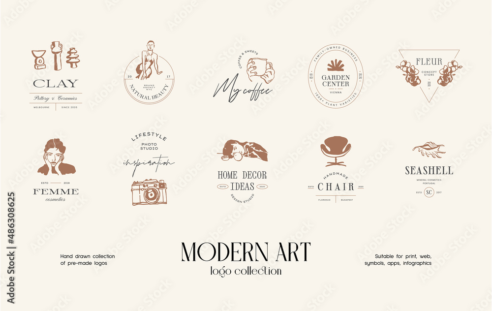 Modern logo design collection for brand identity, packaging design.