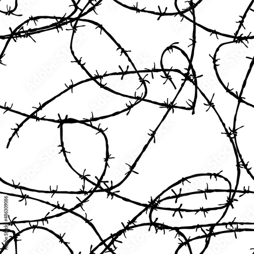 Seamless background from drawn tangled barbed wire
