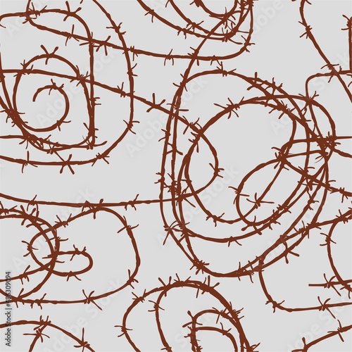 Seamless pattern from drawn rusty barbed wire