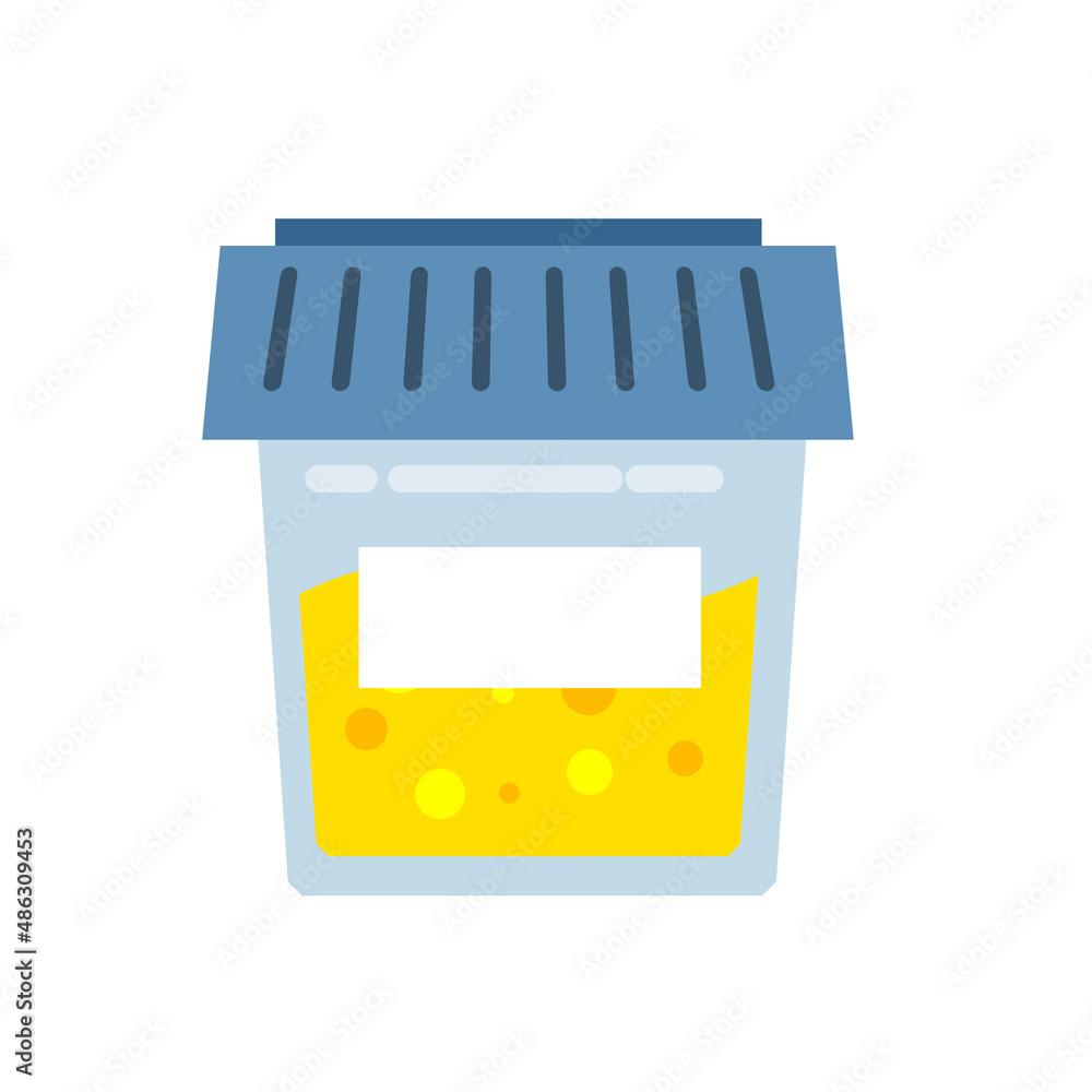 Urine test in plastic jar. Medical Urine analysis in container. Urine test in plastic jar. Medical Urine analysis in container.