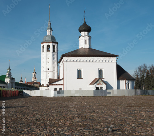 Suzdal, Vladimir region, Russia - Kazan church under reconstruction in Suzdal.