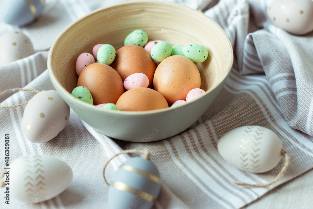 Tender happy easter of festive painted eggs Tender happy easter of festive painted eggs
