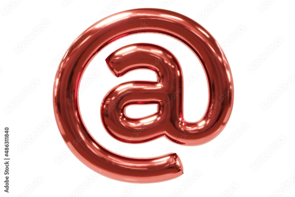 Balloon font metellic red 3d illustration of at symbol, Premium 3D rendering Balloon font metellic red 3d illustration of at symbol, Premium 3D rendering