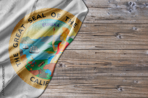United States country state Seal California on old wooden pattern table board
