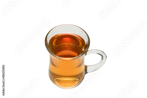 A turkish glass of tea isolated on white background.