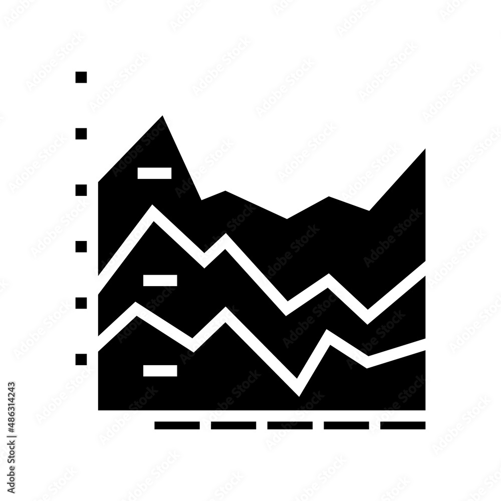 stacked area chart glyph icon vector. stacked area chart sign. isolated contour symbol black illustration stacked area chart glyph icon vector. stacked area chart sign. isolated contour symbol black illustration