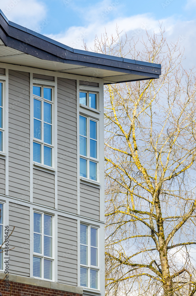 Fragment of a house or apartment building with nice window.