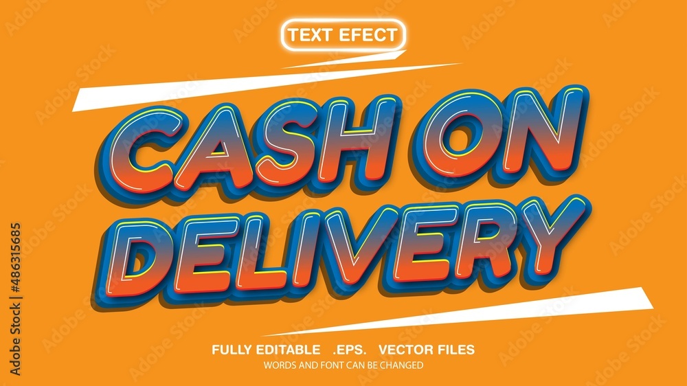 3d editable text effect cash on delivery theme premium vector