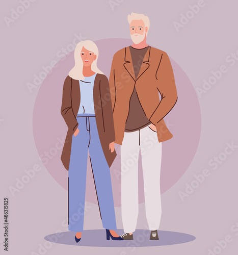 couple of senior in casual clothing