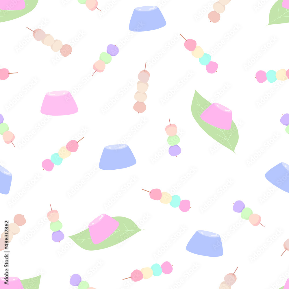 Seamless pattern with Japanese desserts. Seamless pattern with Japanese desserts.