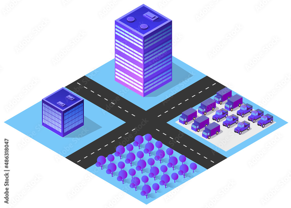 Vector isometric urban architecture single building of the modern city Vector isometric urban architecture single building of the modern city