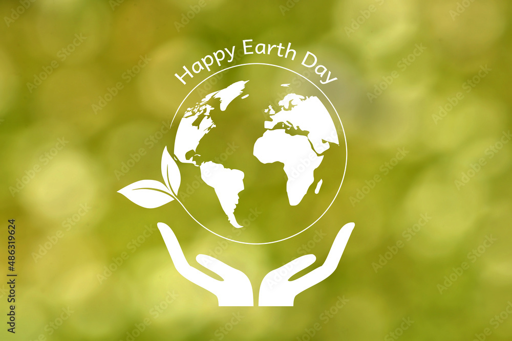 Earth Day background. Save the green concept. White Earth globe