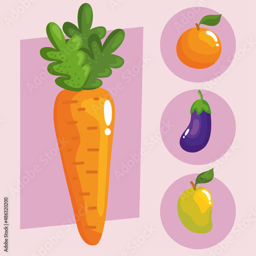 healthy food four icons