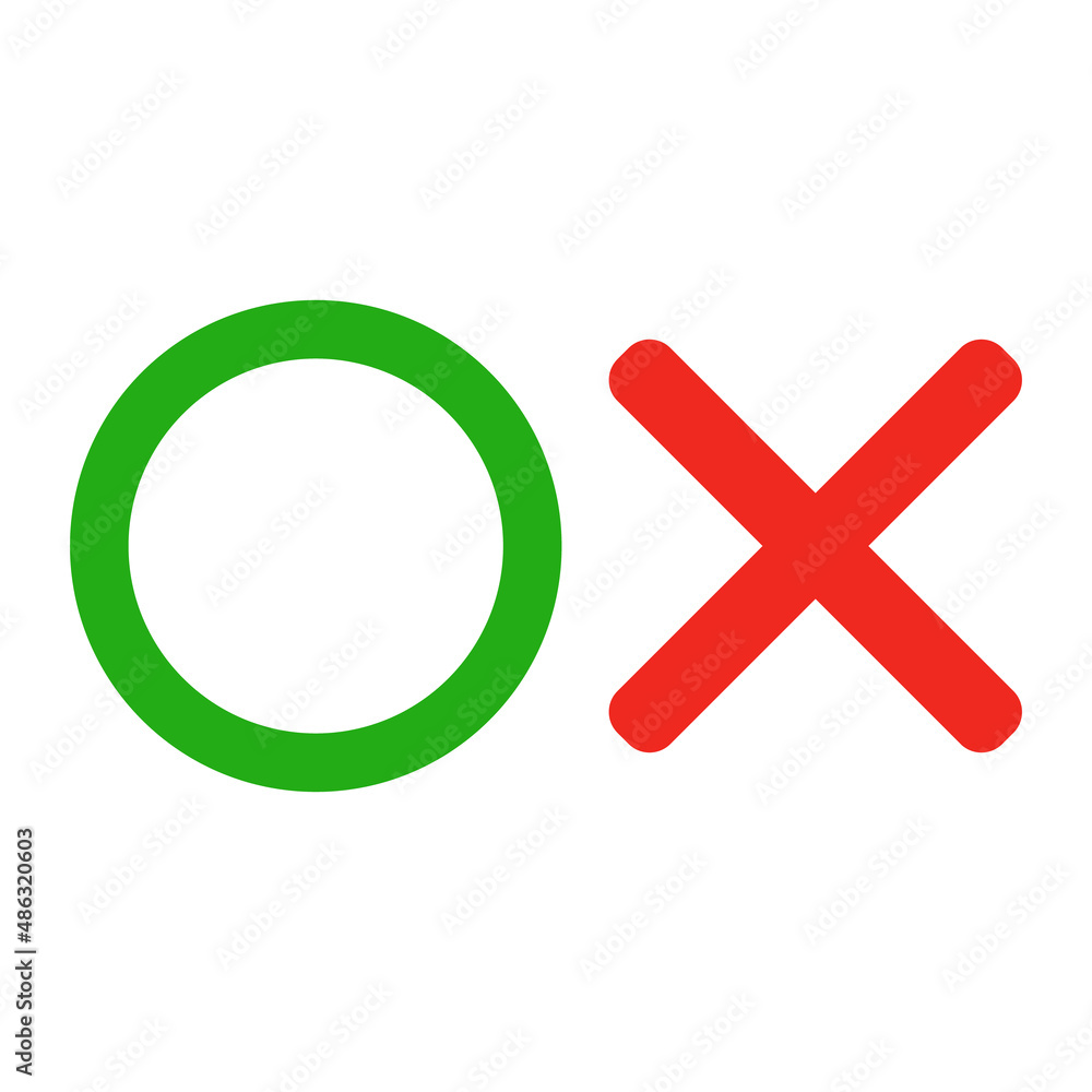 Obraz premium A circle and a buck icon. Correct and incorrect answers. Editable vectors.