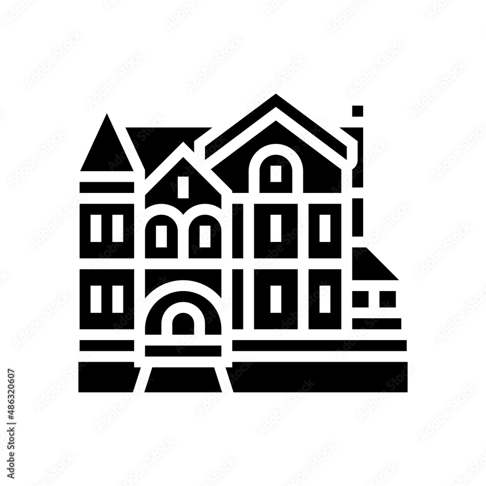 victorian house glyph icon vector. victorian house sign. isolated contour symbol black illustration