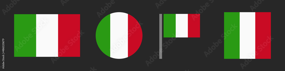 A set of icons of the Italian flag. Vectors.