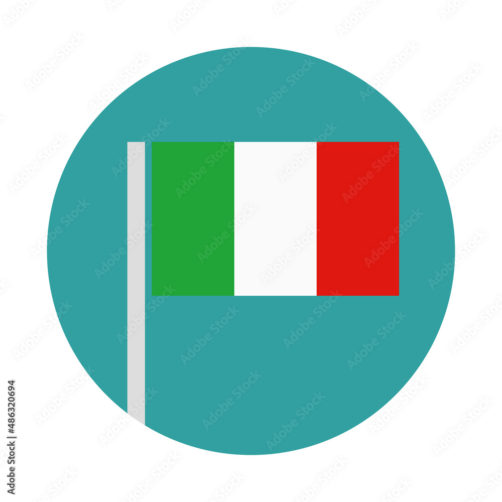 Modern Italian flag and pole icons. Vector. Modern Italian flag and pole icons. Vector.