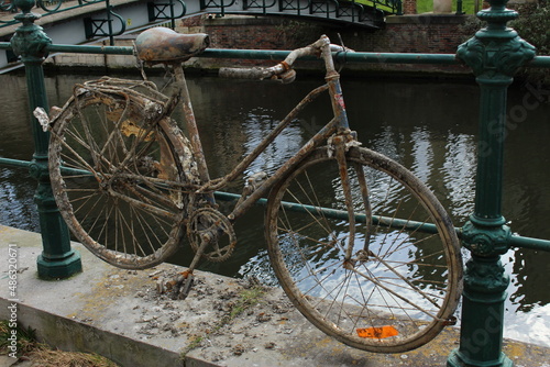 old bicycle pulled out of a canal (Ghent, Belgium)