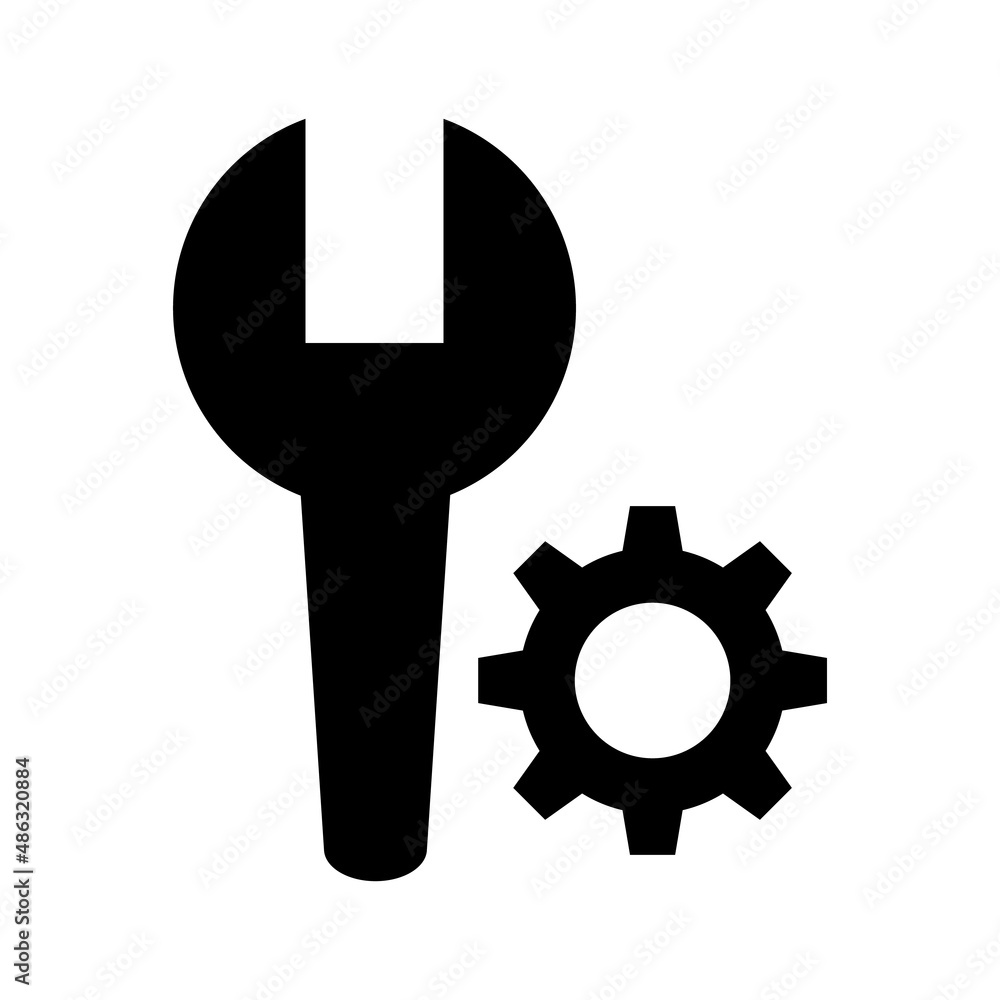 Wrench and gear silhouette icon set. Customization and editing. Vectors. Wrench and gear silhouette icon set. Customization and editing. Vectors.