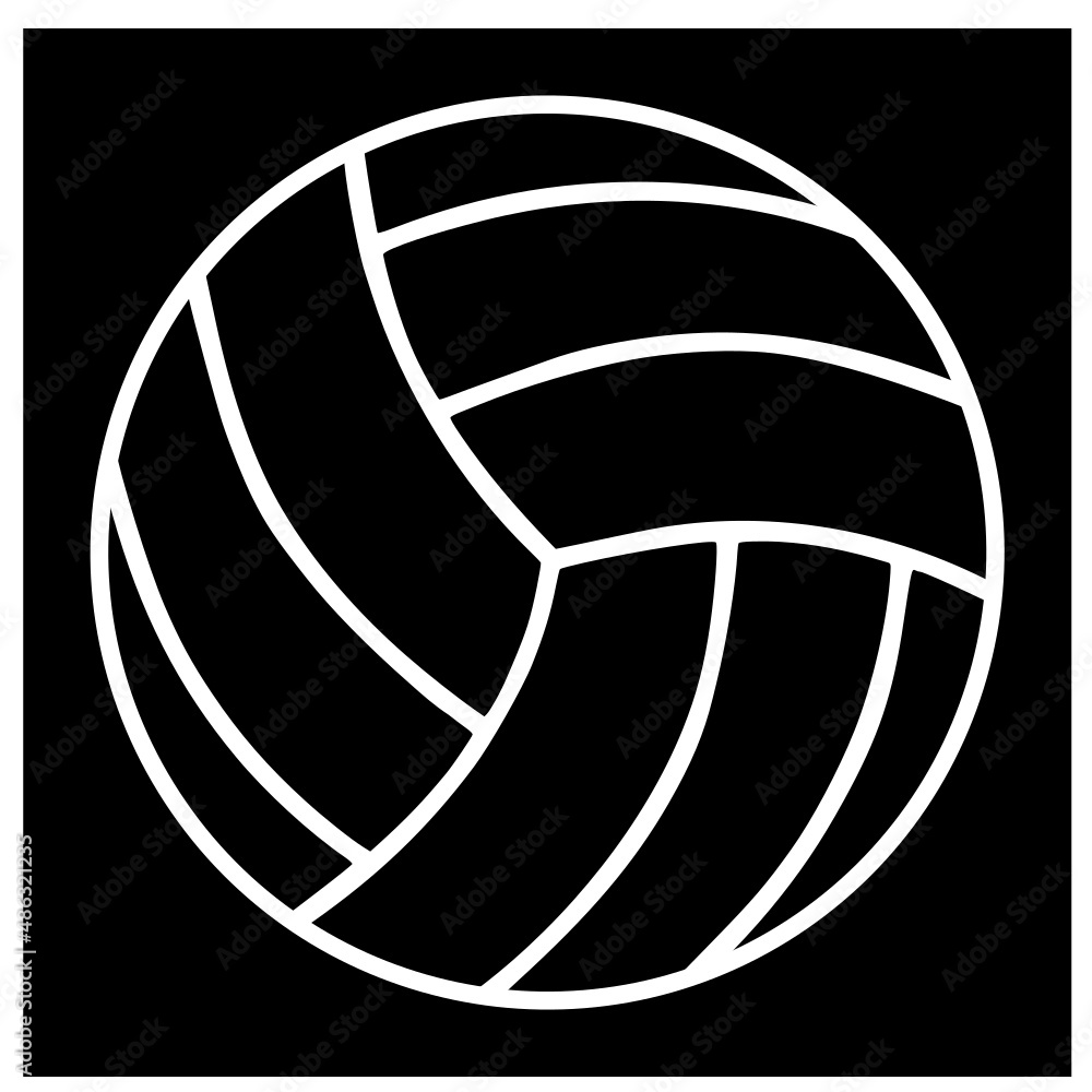 volleyball ball transparent with white outline on black background on ...