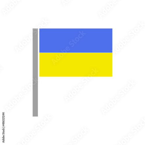 Ukrainian flag with pole. Vector.