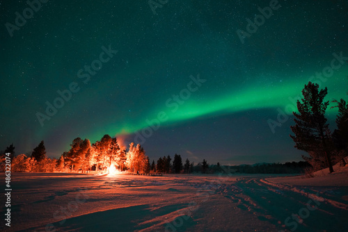 Fotografie aurora boreal northern lights winter lapland