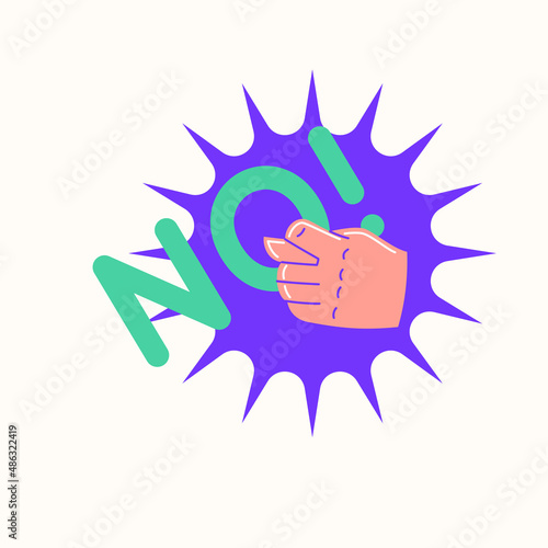 The hand gesture shows a fig. The human hand. Modern fashionable youth graphics. Vector illustration in cartoon style.