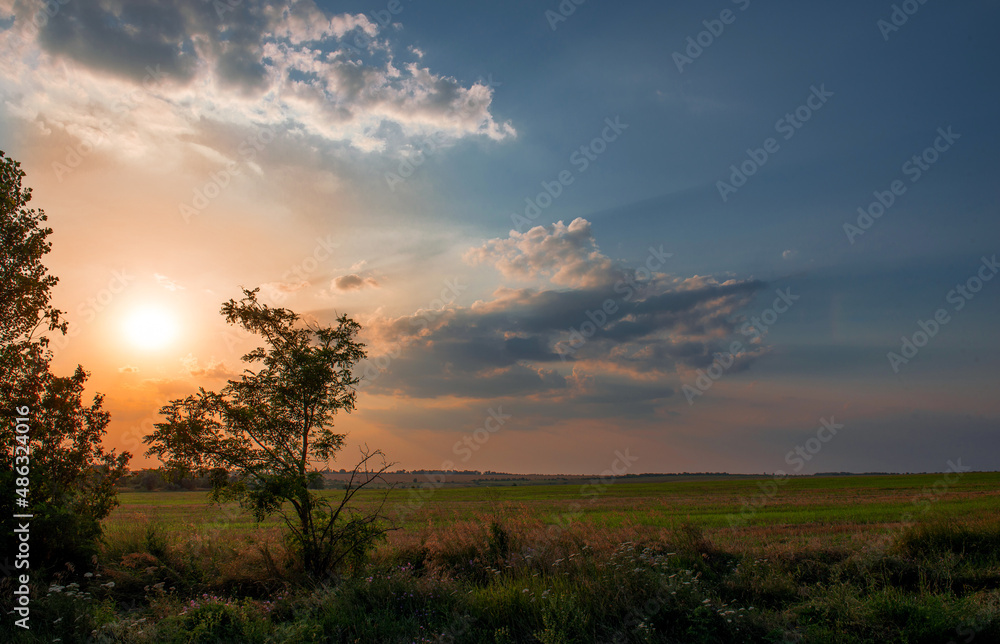 Landscapes of the city of Kherson, sunrises and sunsets on the banks of the Dnieper River