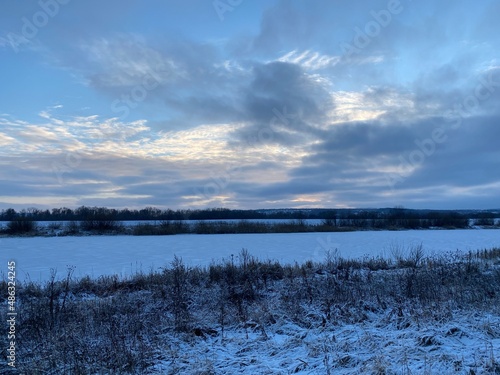 Dramatic evening winter landscape.