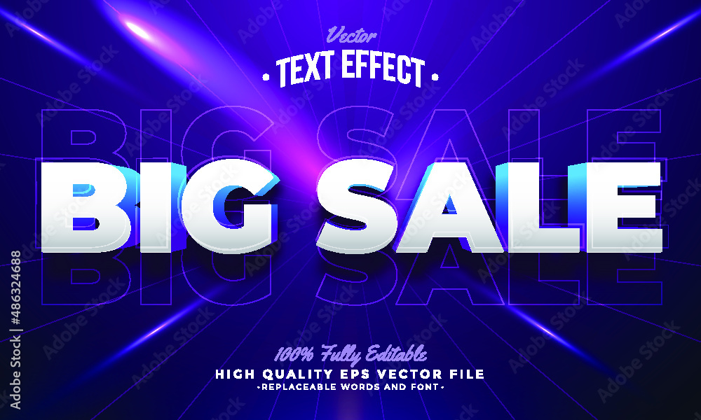 Editable modern text effect vector files - Big sale promo style 3d line art