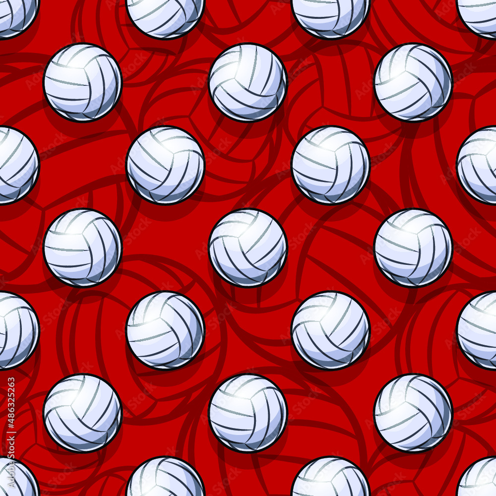 Obraz premium Seamless pattern with volleyball balls vector digital paper design