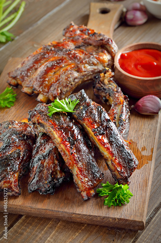 Spicy hot grilled spare ribs