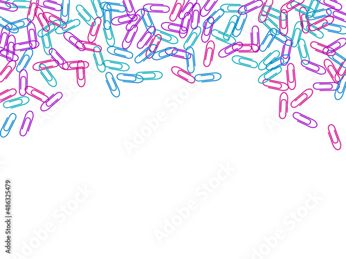 Stationary paperclips isolated on white background