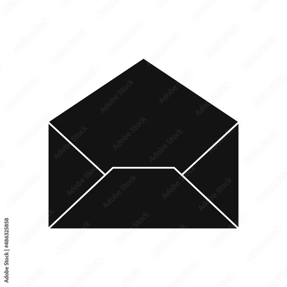 The envelope icon is open, vector graphics. The envelope icon is open, vector graphics.