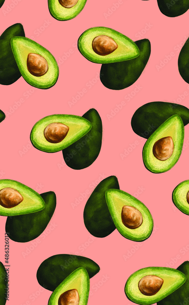 Watercolor Avocado guava pink pattern Watercolor Avocado guava pink pattern
