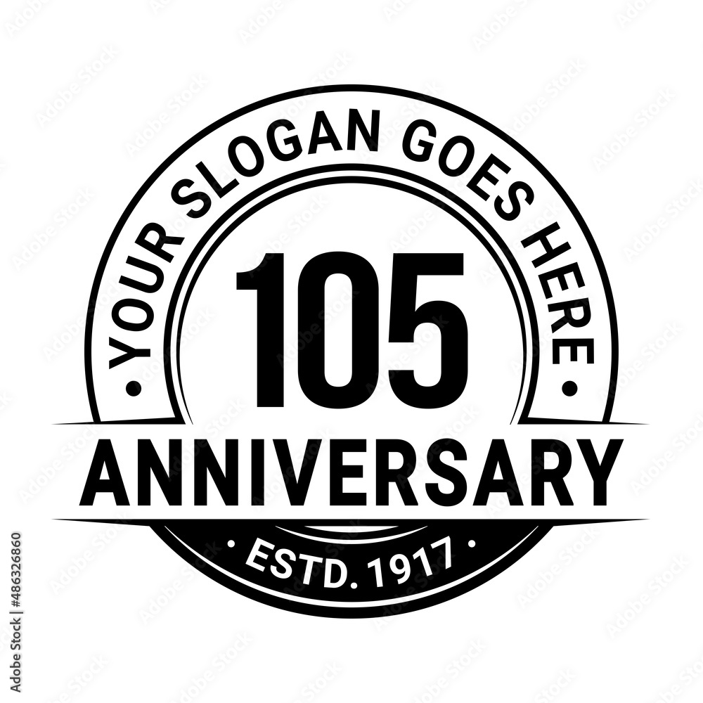105 years anniversary logo design template. Vector illustration.