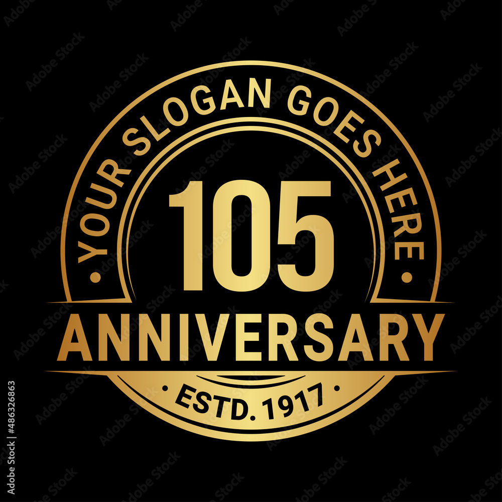 105 years anniversary logo design template. Vector illustration.