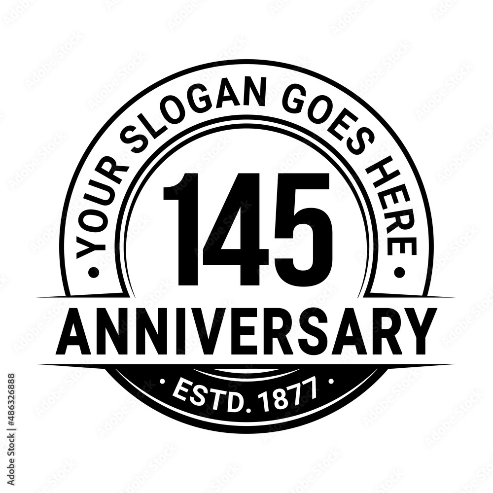 145 years anniversary logo design template. Vector illustration.