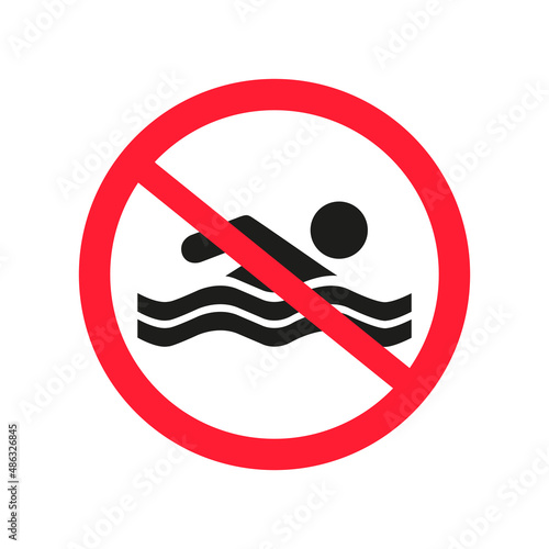 Fotografie, Obraz Bathing. Bathing is prohibited. Bathing is allowed. Vector image.