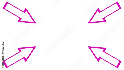 Set of animated creative colored arrows. Transparent background with alpha channel. Bright colors with neon tint and glitch effect. Concept of directing, manual, guide, attract attention.