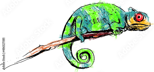 Color vector illustration of chameleon